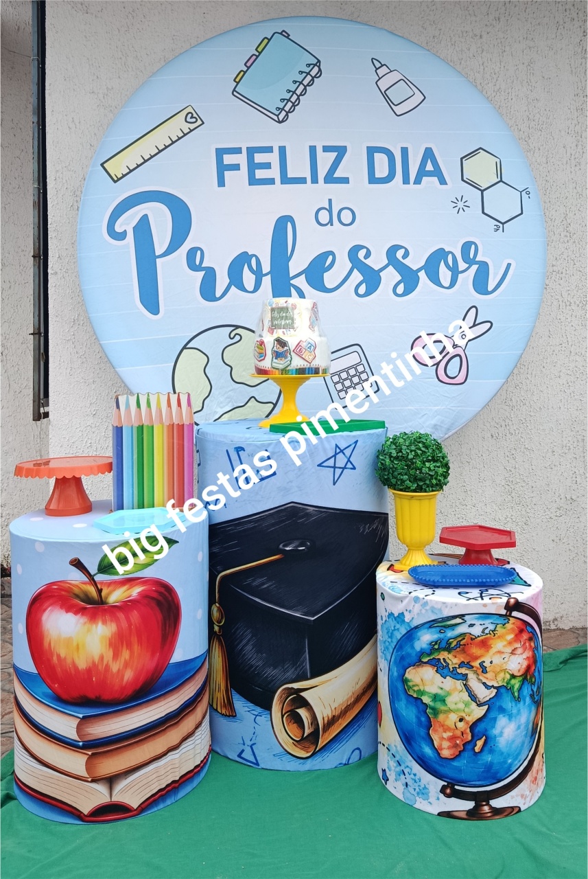 Kit Prata Feliz Dia dos Professores Azul - big festas pimentinha