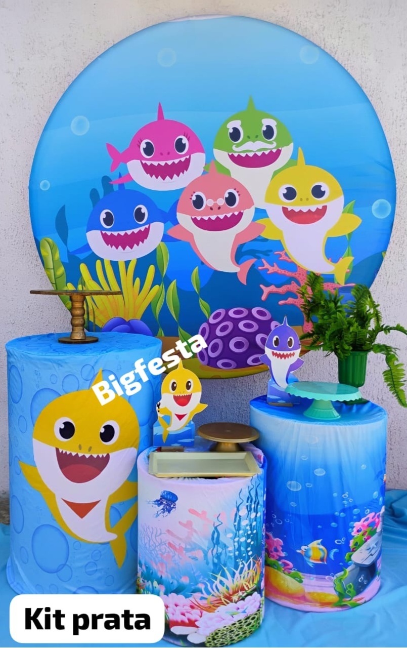 Kit Prata Baby Shark - big festas pimentinha