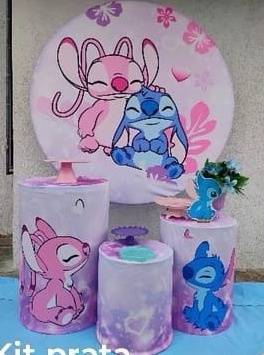 Kit Prata Stitch E Angel 5 - big festas pimentinha