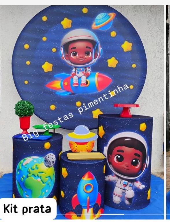 Kit Prata Astronauta Moreno - big festas pimentinha