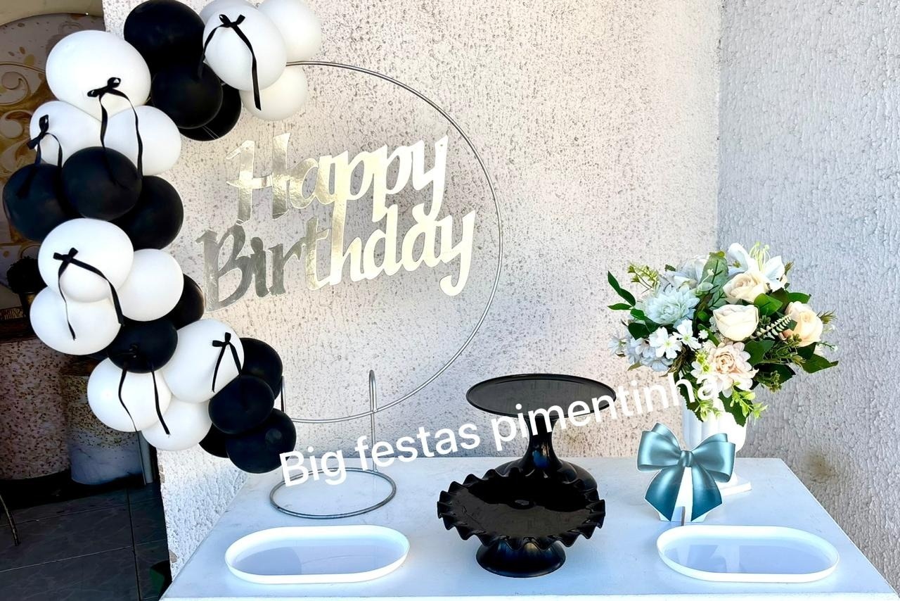 Kit Acessórios Happy Preto E Branco - big festas pimentinha
