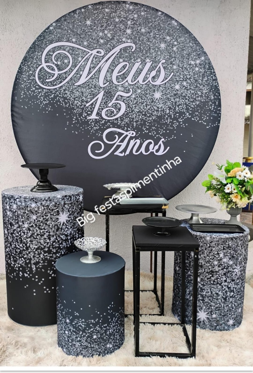Kit Ouro 15 Anos Preto E Prata - big festas pimentinha