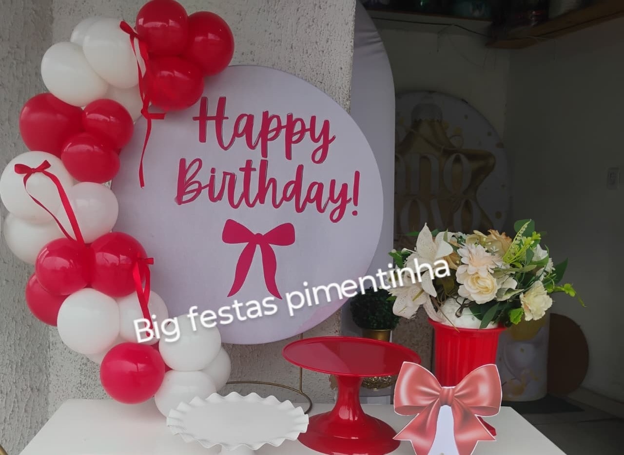 Kit Acessórios Happy/Laço Vermelho - big festas pimentinha