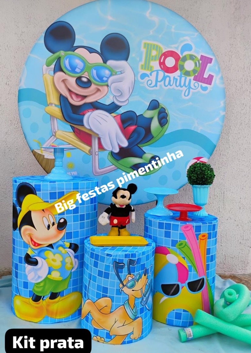 Kit Prata Pool Party Mickey - big festas pimentinha