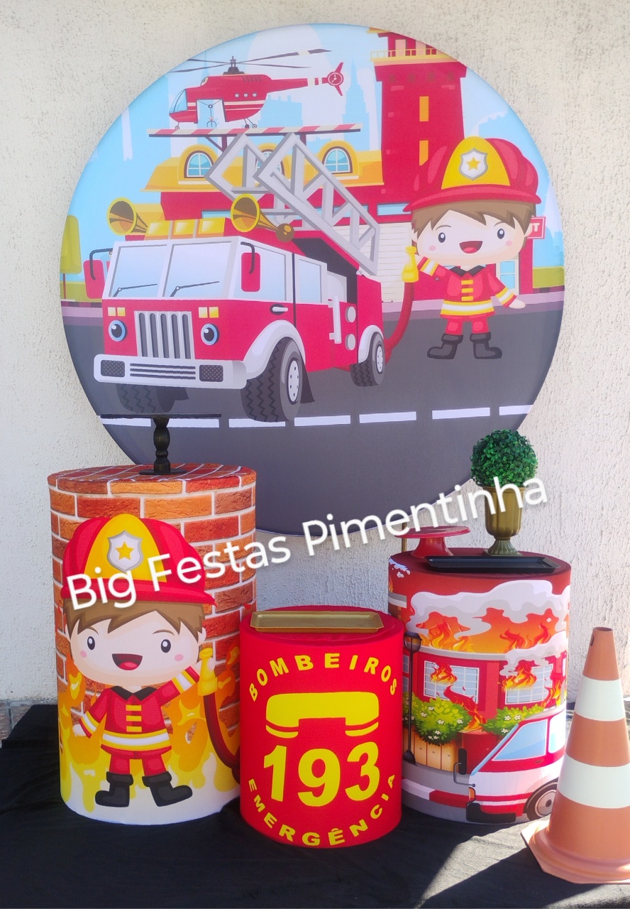 Kit Prata Bombeiro Infantil  - big festas pimentinha