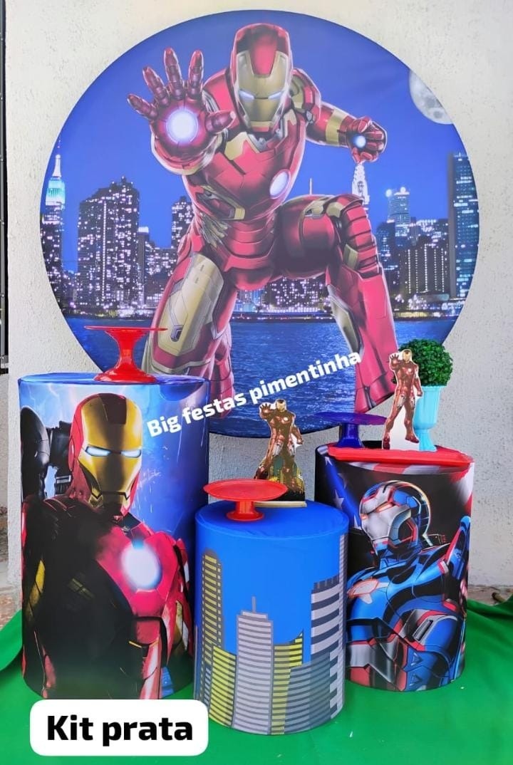 Kit Prata Homem de Ferro Azul  - big festas pimentinha