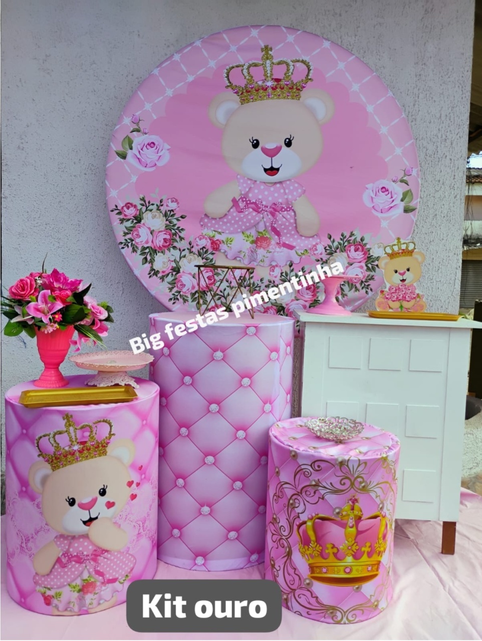 Kit Ouro Ursinha Rosa - big festas pimentinha