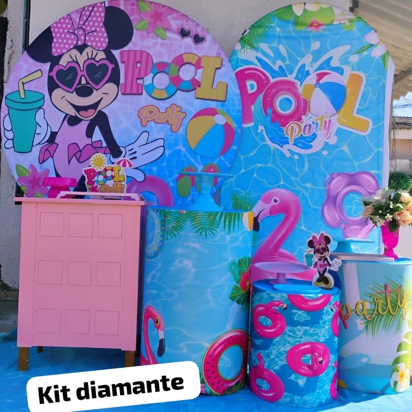 Kit Diamante Pool Party Minnie - big festas pimentinha