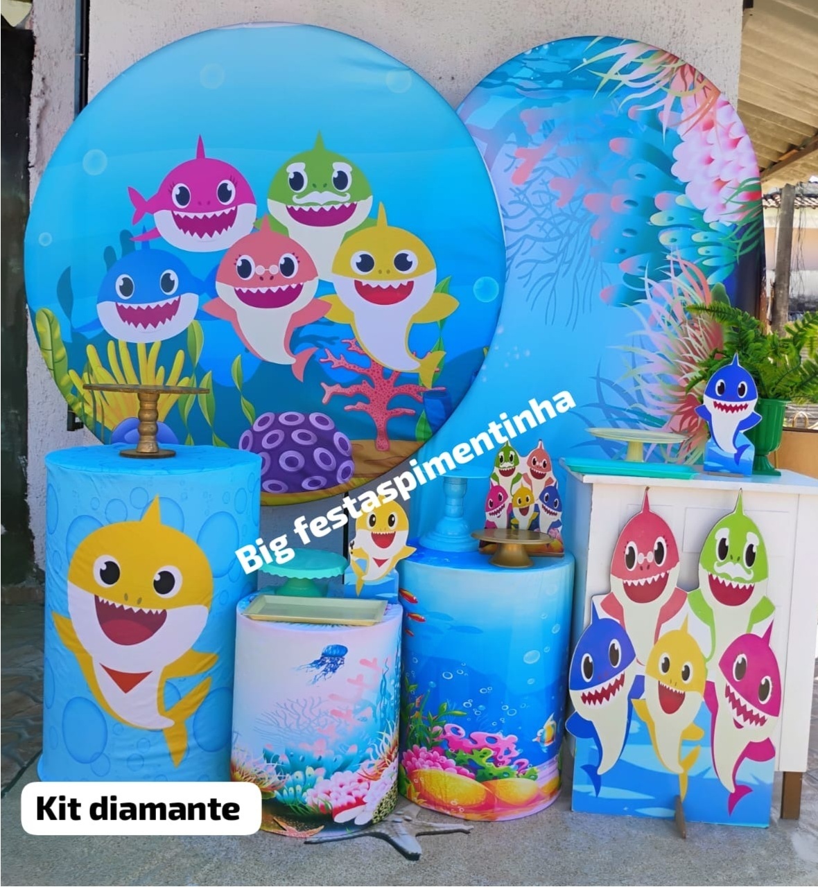 Kit Diamante Baby Shark - big festas pimentinha