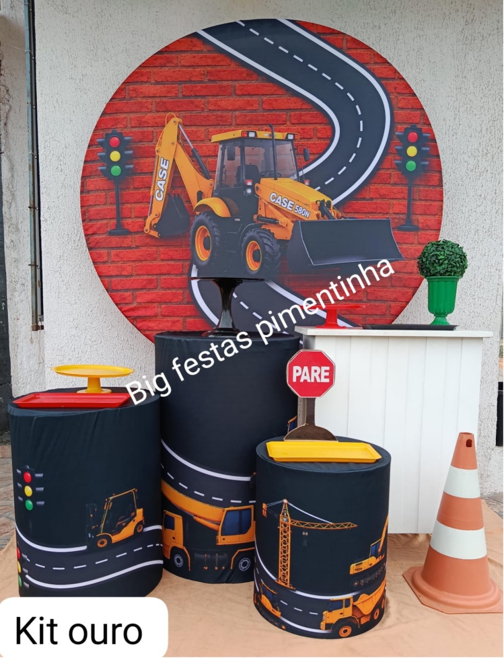 Kit Ouro Retro Escavadeira - big festas pimentinha