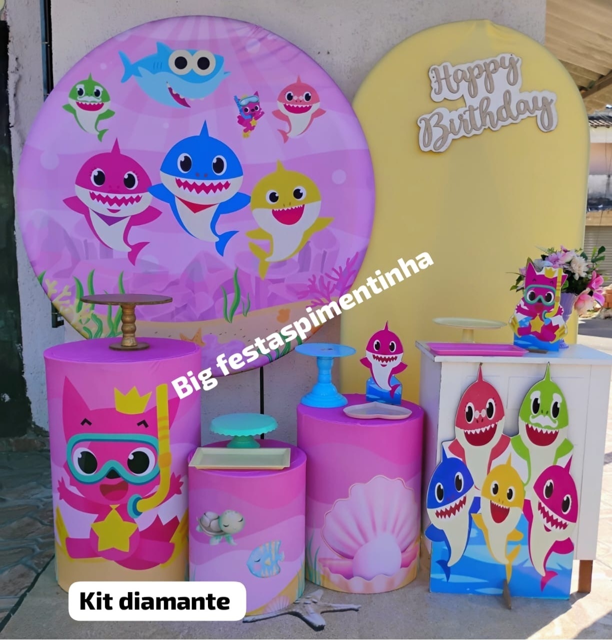 Kit Diamante Baby Shark 3 - big festas pimentinha