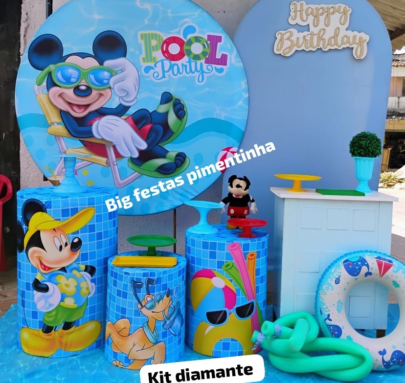 Kit Diamante Pool Party Mickey - big festas pimentinha
