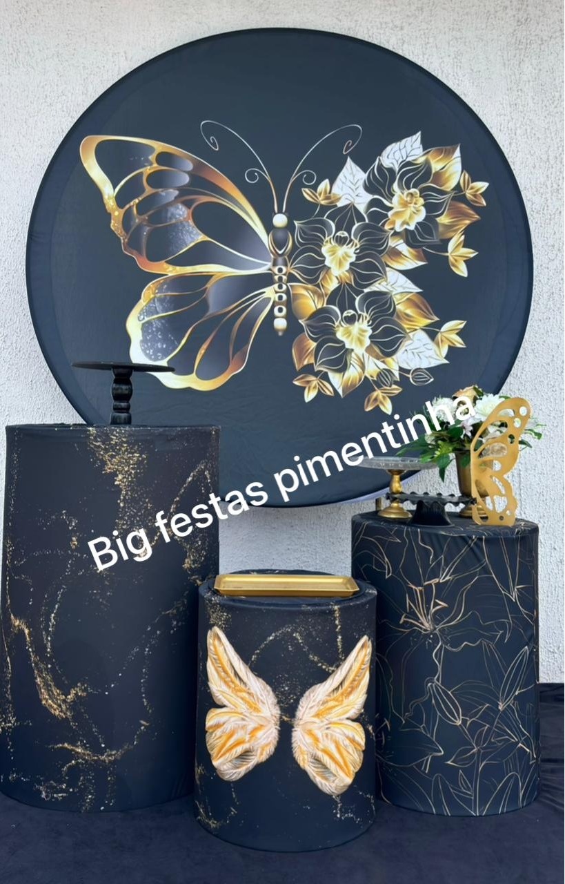 Kit Prata Borboleta Preta - big festas pimentinha