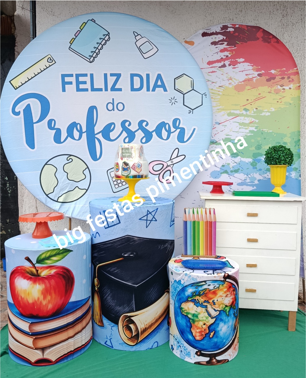 Kit Diamante Feliz Dia dos Professores Azul - big festas pimentinha
