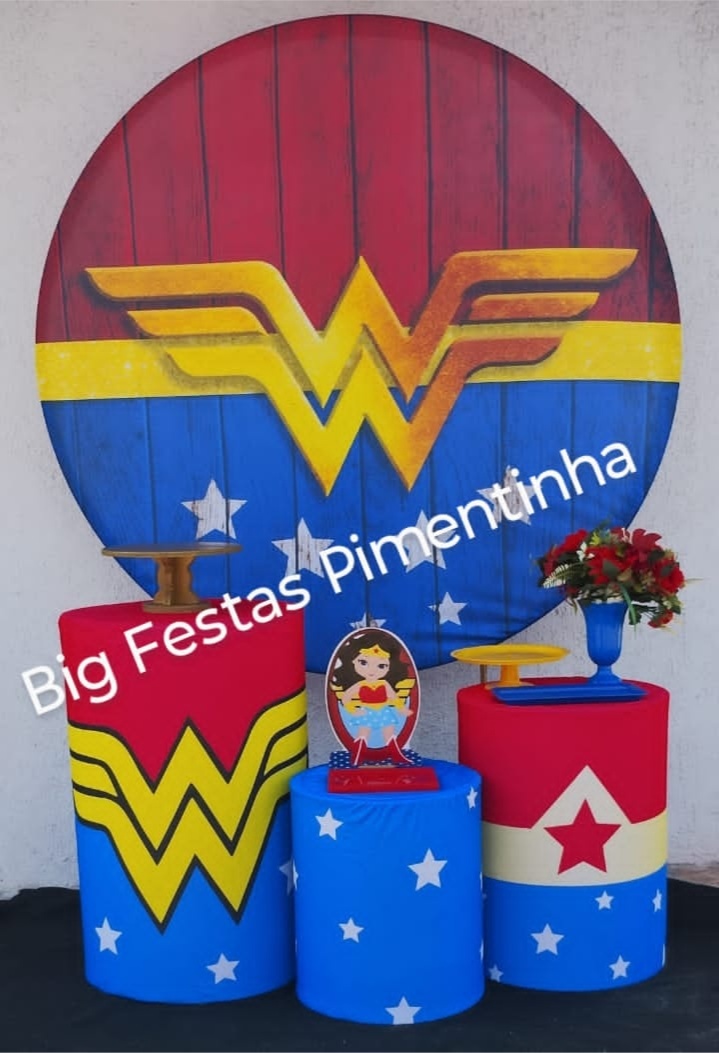 Kit Prata Mulher Maravilha Logo - big festas pimentinha