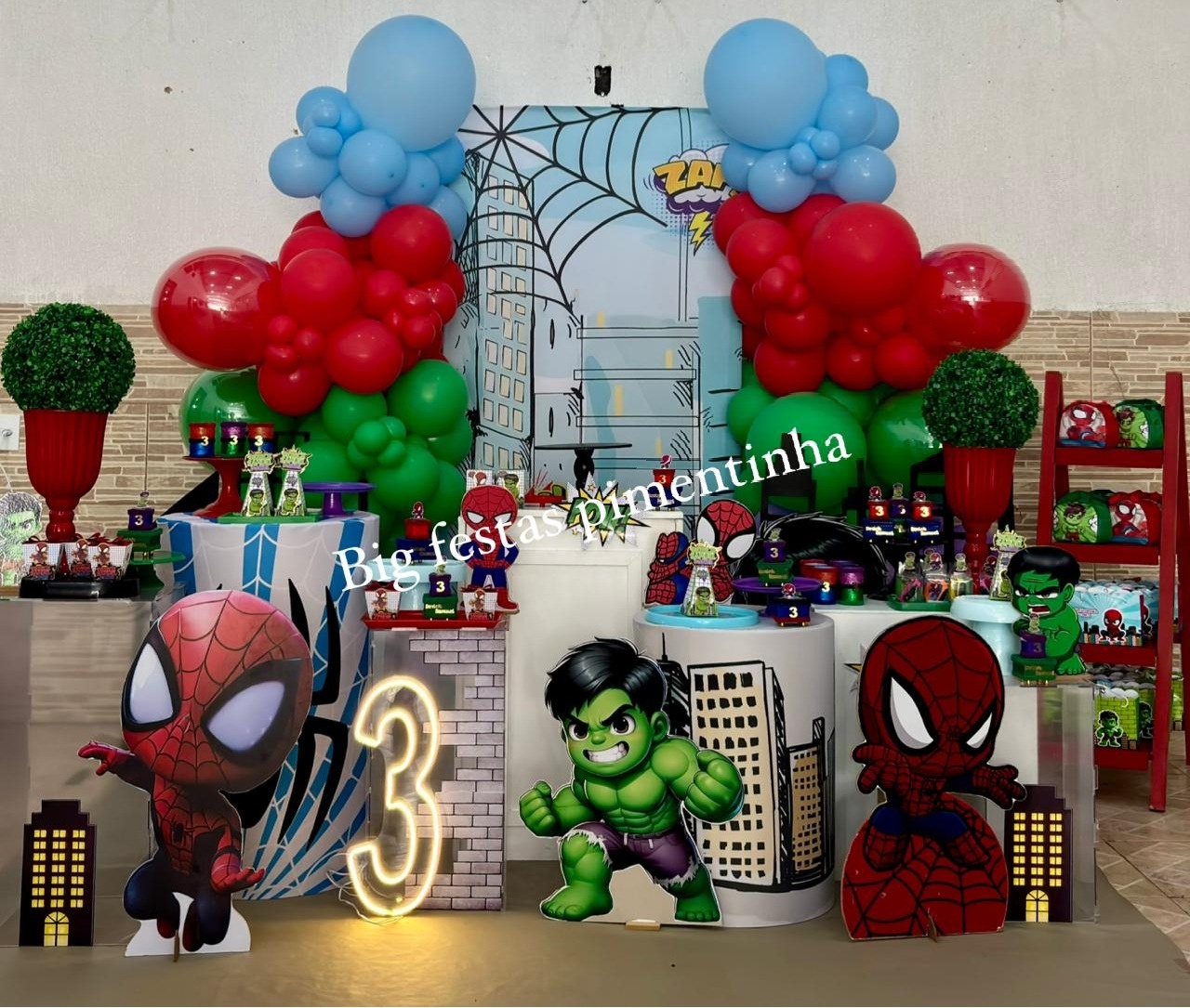 Decoração Homem Aranha Baby E Hulk - big festas pimentinha