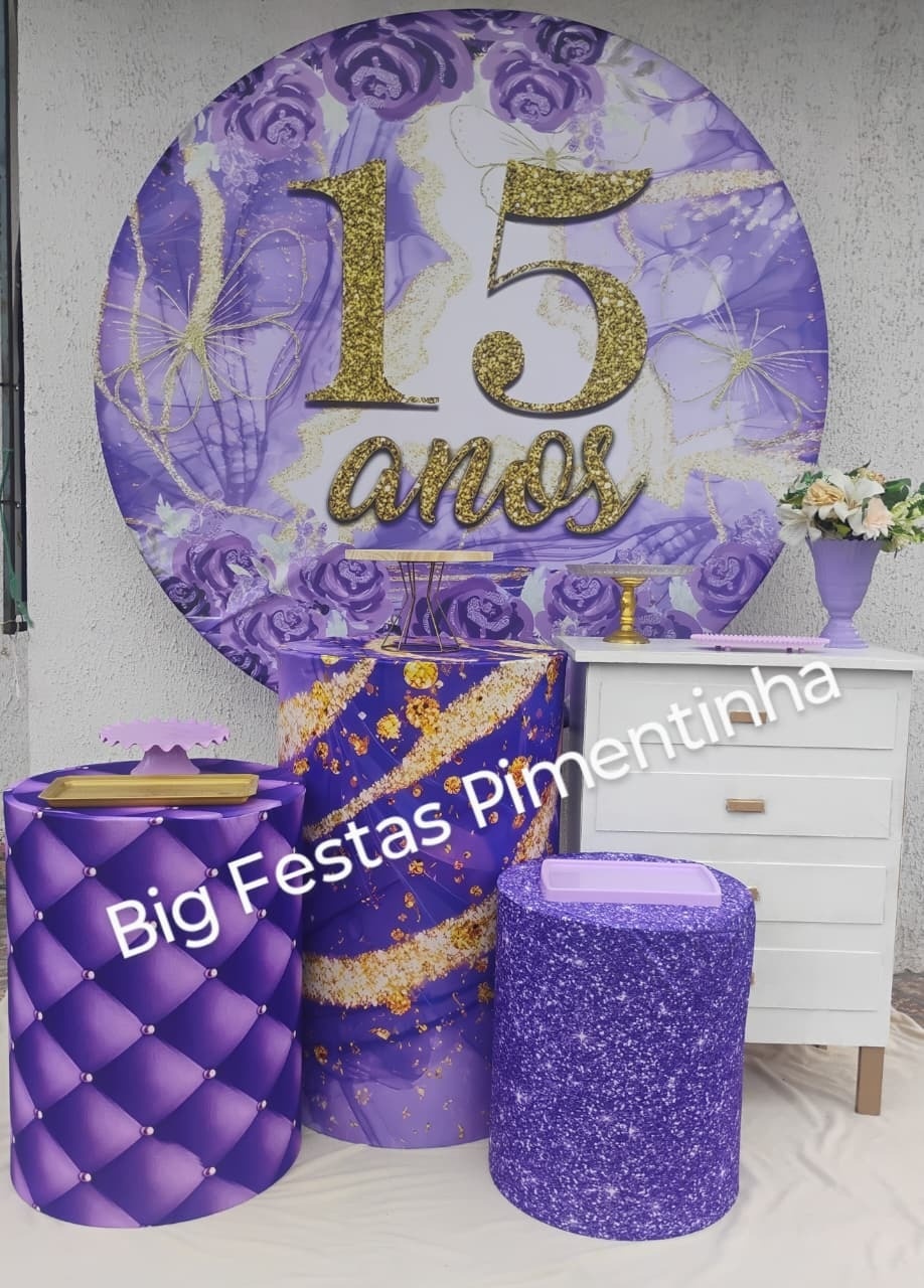 Kit Ouro 15 Anos Lilais - big festas pimentinha