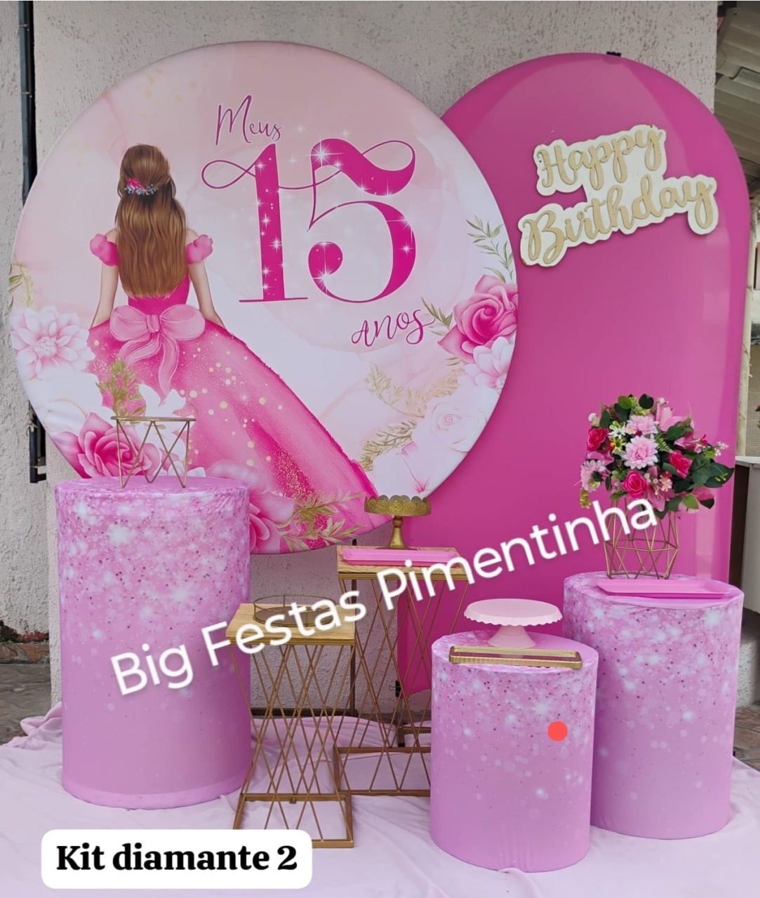 Kit Diamante 15 Anos Rosa - big festas pimentinha