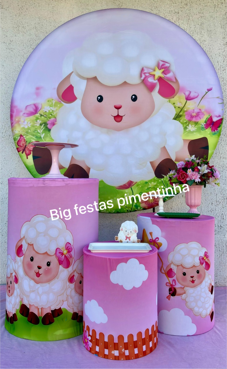 Kit Prata Ovelha Rosa - big festas pimentinha