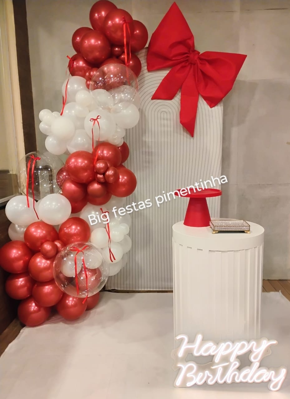 Decoração Laço Vermelho E Branco - big festas pimentinha