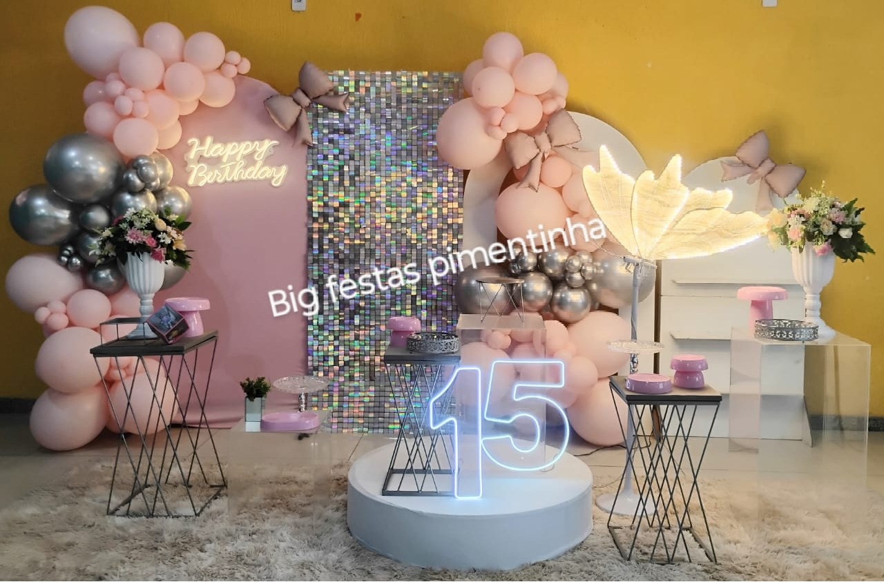 Decoração 15 Anos Rosa - big festas pimentinha