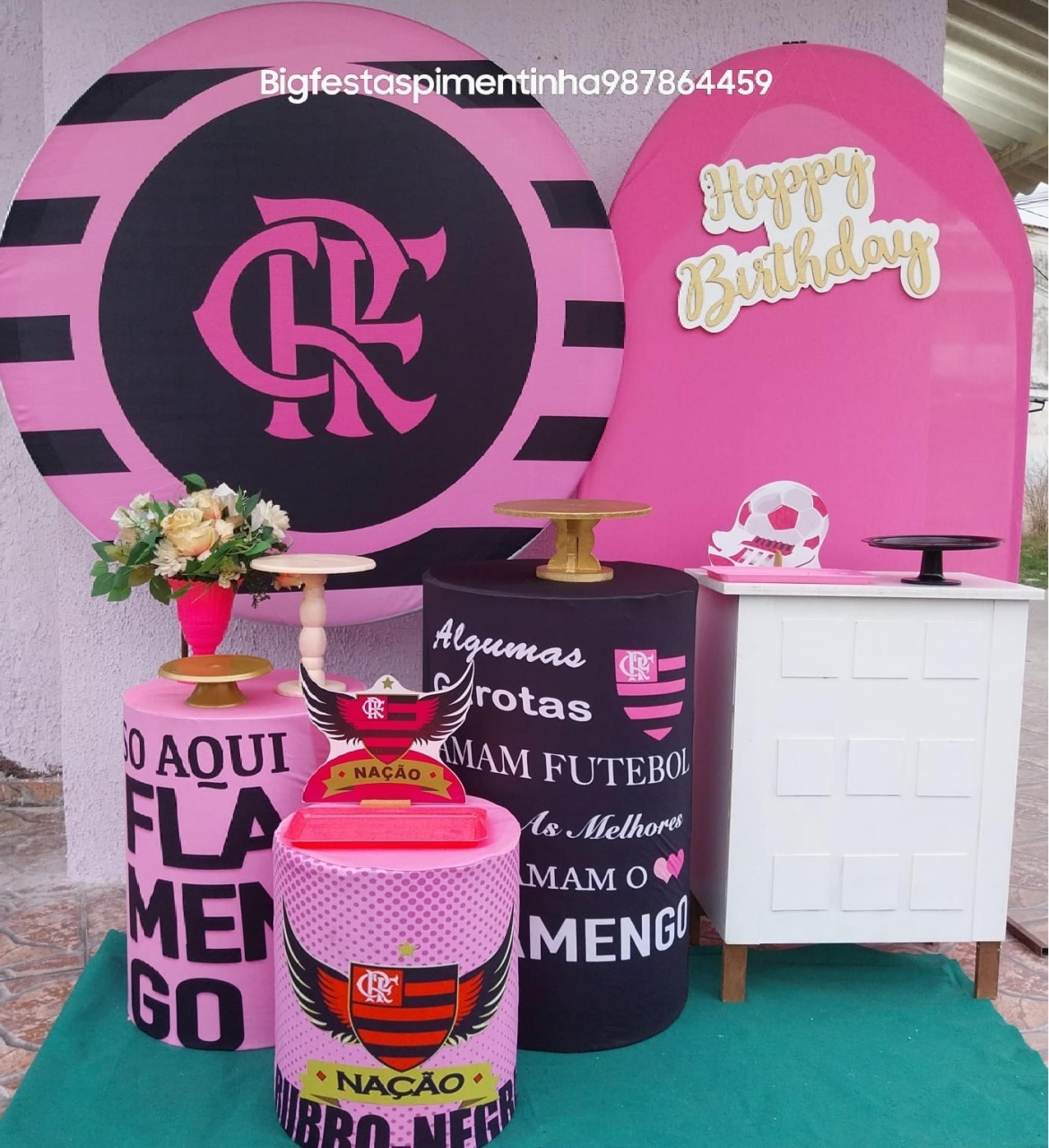 Kit Diamante Flamengo Rosa - big festas pimentinha