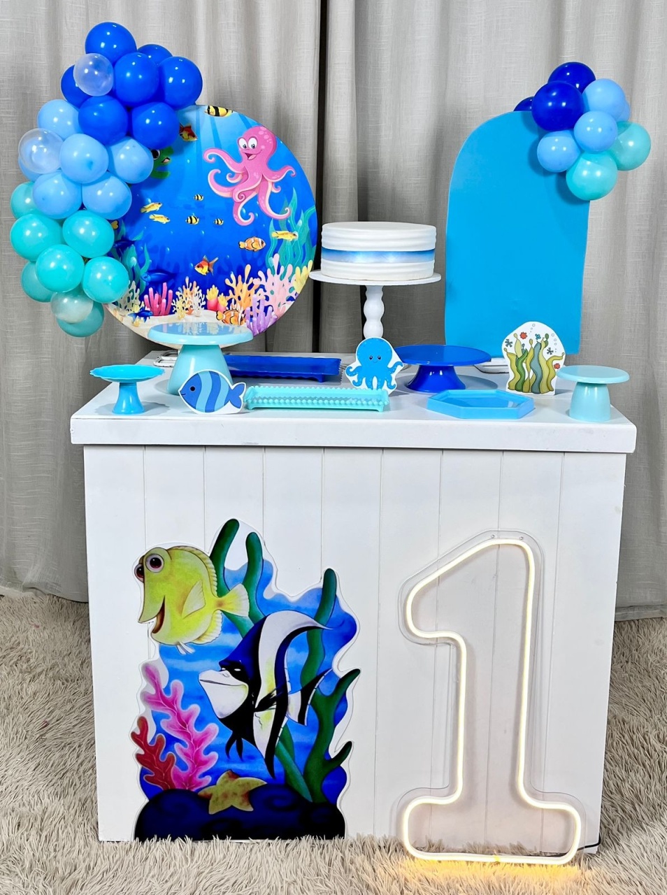 Kit Mini Festa Basic Com Led - Fundo Do Mar  - É Só Um Bolinho Locações 