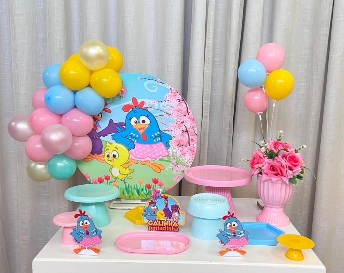 Kit Mesa Com Balão- Galinha Pintadinha - É Só Um Bolinho Locações 