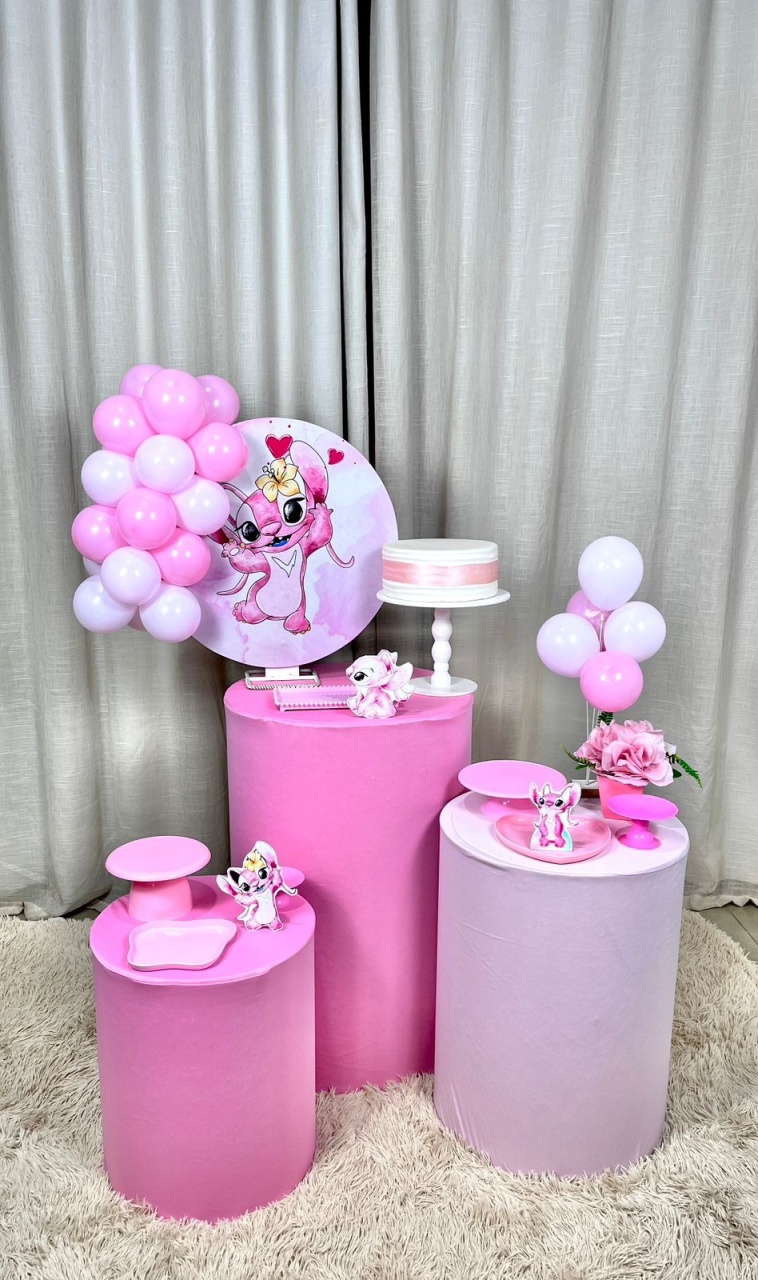 Kit Composto Com Balão - Stitch E Angel 2  - É Só Um Bolinho Locações 