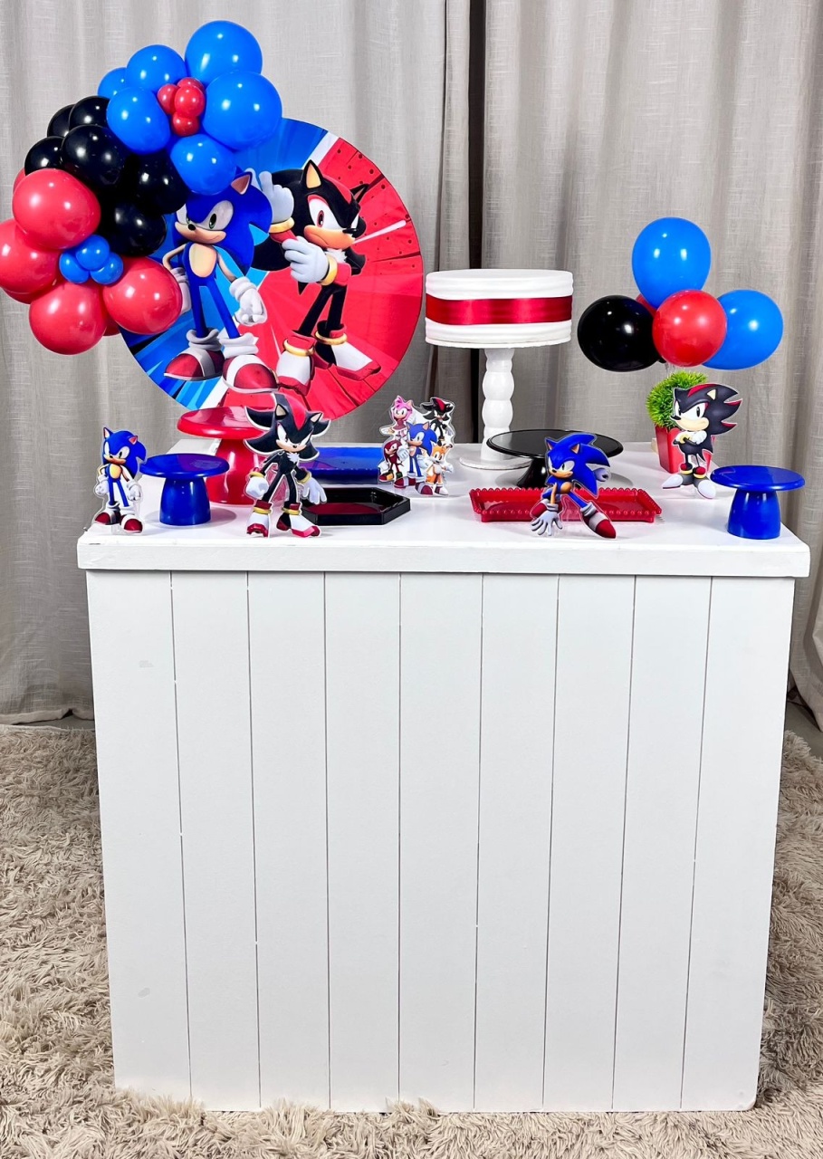 Kit Composto Com Balão - Sonic E Shadow  - É Só Um Bolinho Locações 