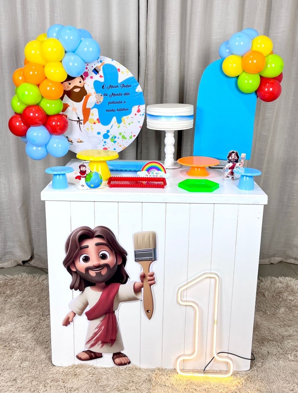 Kit Mini Festa Basic Com Balão - Maior Pintor Do Mundo  - É Só Um Bolinho Locações 