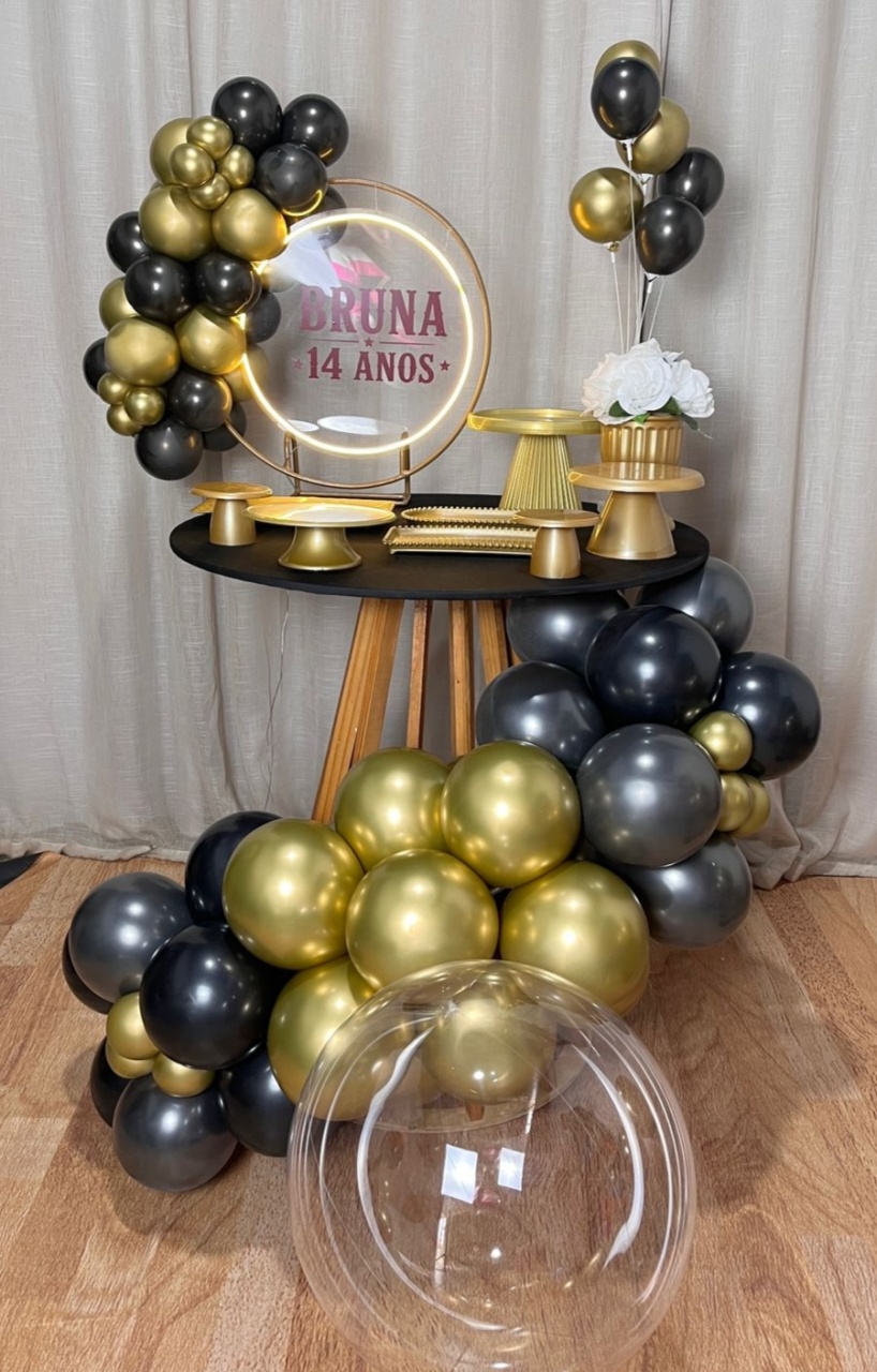 Mini Festa Gold Basic Led Redondo -Personalizado - É Só Um Bolinho Locações 