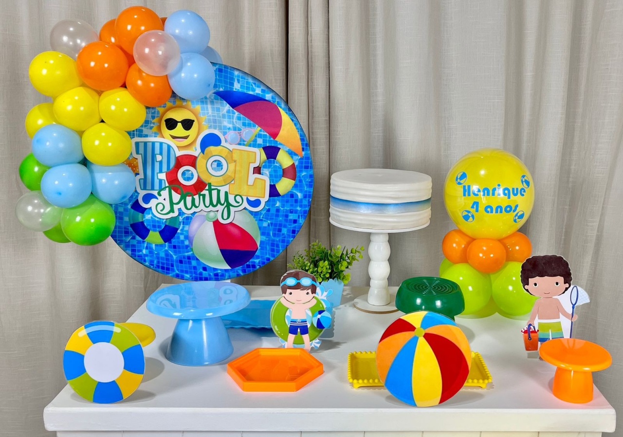 Kit Mesa Box de Balão - Pool Party - É Só Um Bolinho Locações 