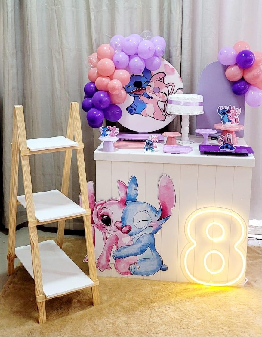 Kit Mini Festa Standard Com Balão - Stitch E Angel - É Só Um Bolinho Locações 