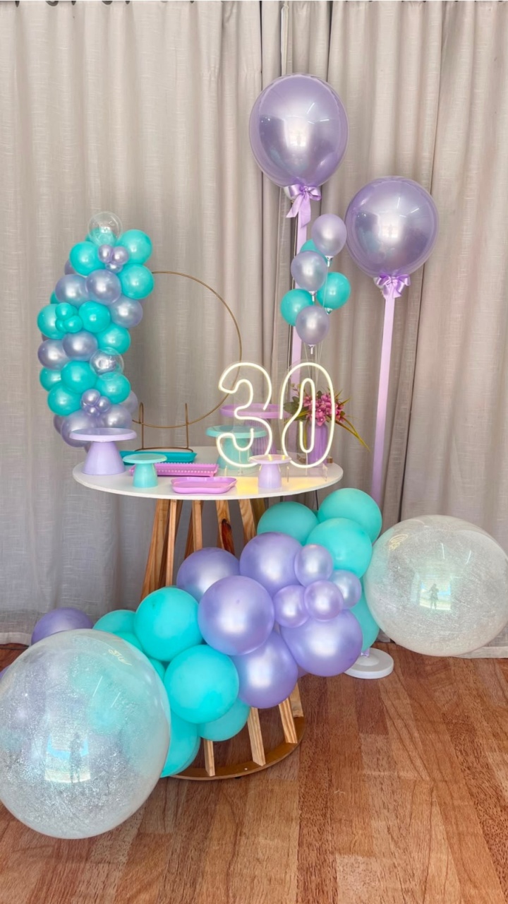 Mini Festa Gold Basic -Vazado Ciano E Lilas Metalizado+ Dois Leds Pequenos. - É Só Um Bolinho Locações 