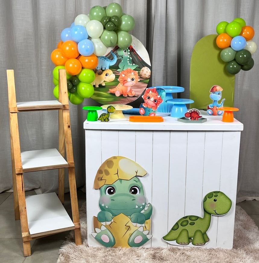 Kit Mini Festa Basic Com Balão - Dino Baby Roar - É Só Um Bolinho Locações 