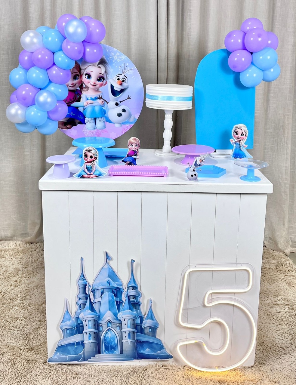 Kit Mini Festa Basic Com Led - Frozen E Ana Ia  - É Só Um Bolinho Locações 