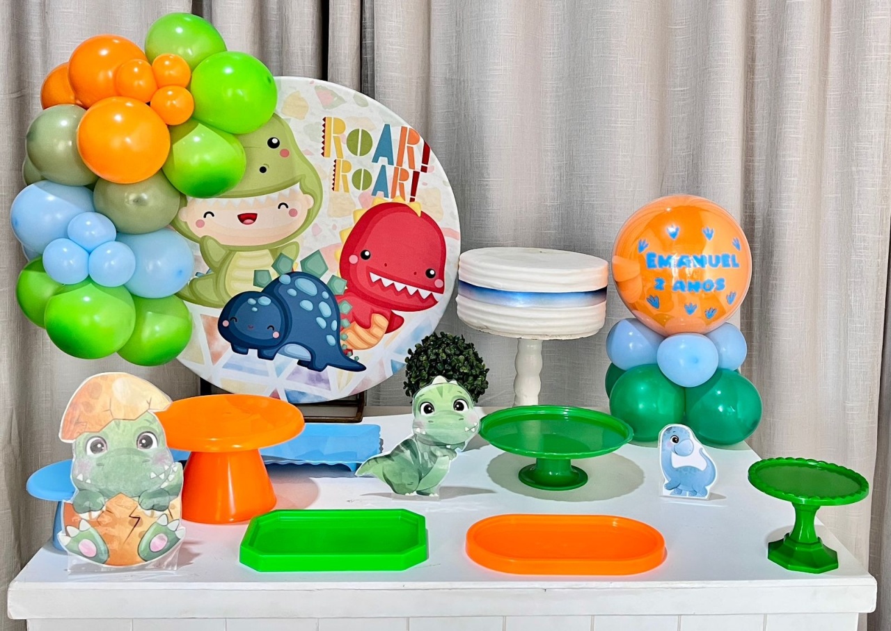 Kit Mesa Box de Balão - Dino Baby Roar 2 - É Só Um Bolinho Locações 