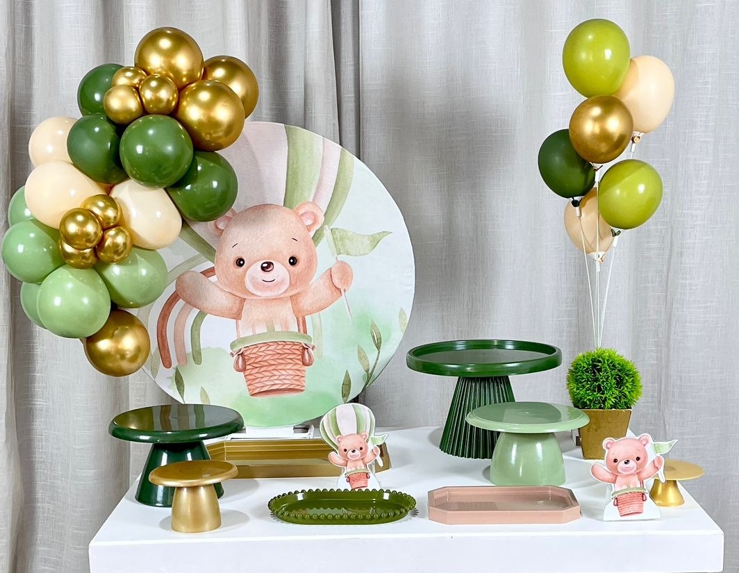 Kit Mesa Com Balão -  Ursinho  - É Só Um Bolinho Locações 