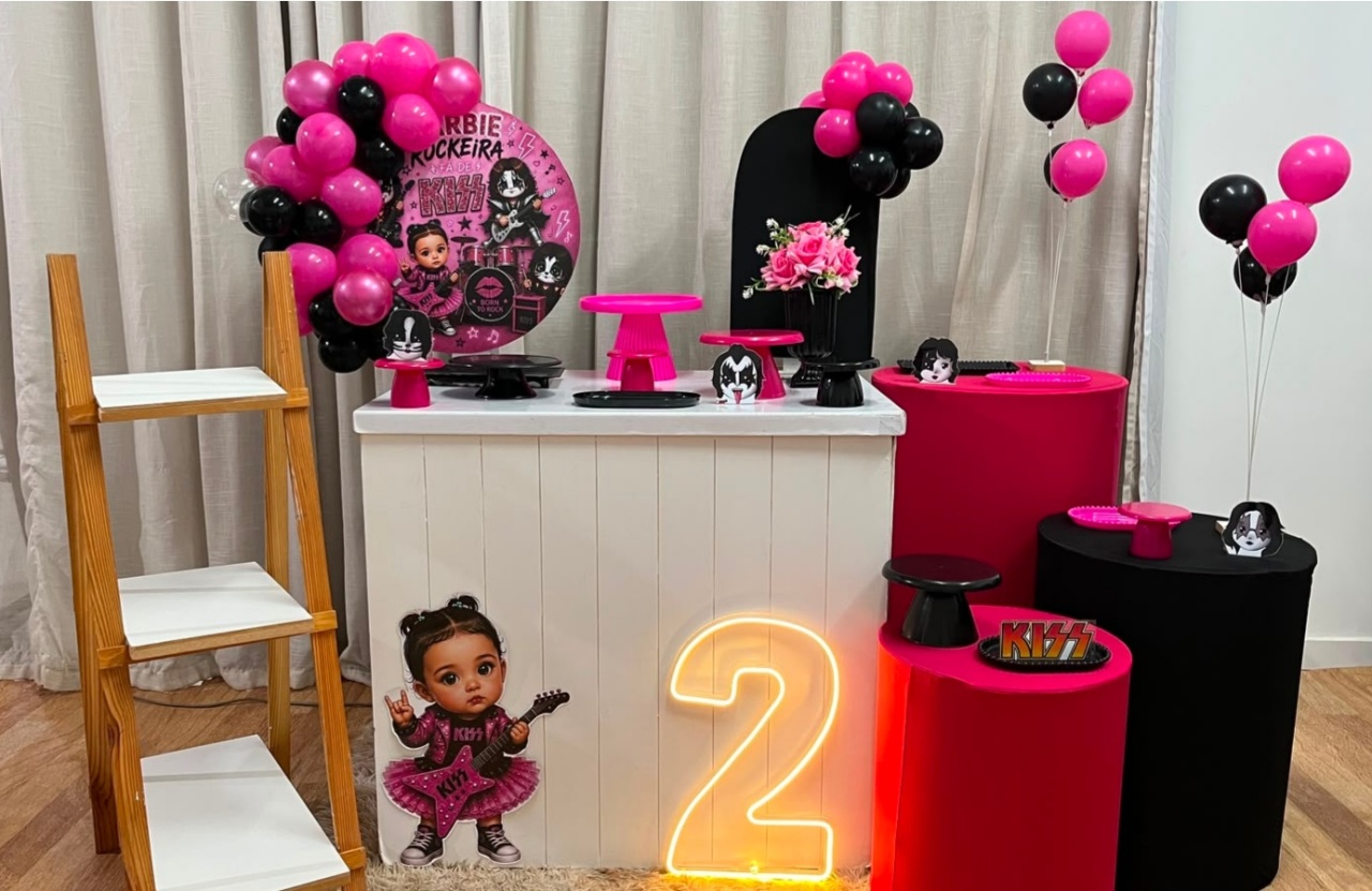 Kit Mini Festa Premium Com Led -Barbie Rockeira Que Escuta Kiss - É Só Um Bolinho Locações 