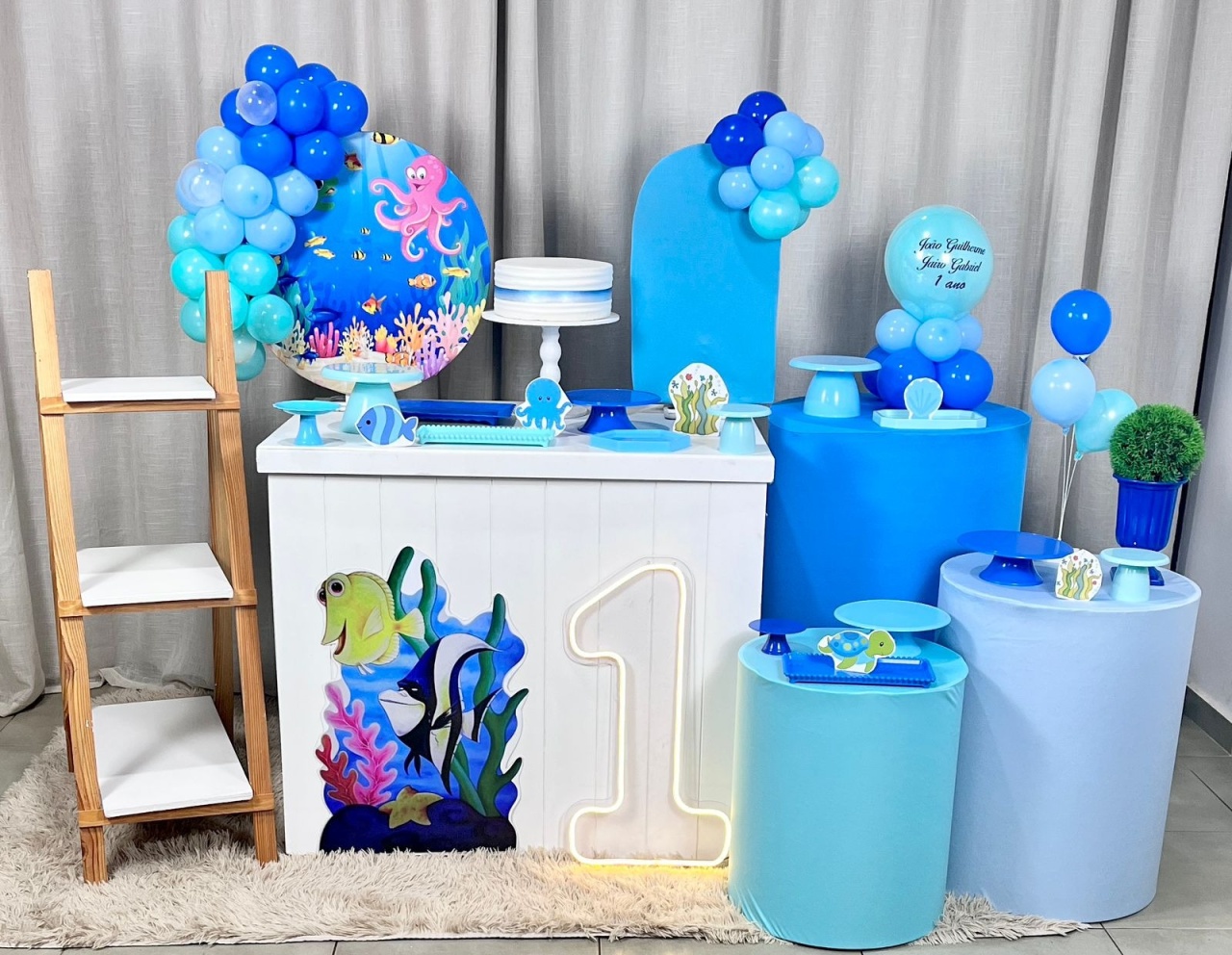 Kit Mini Festa Premium Com Led - Fundo Do Mar - É Só Um Bolinho Locações 