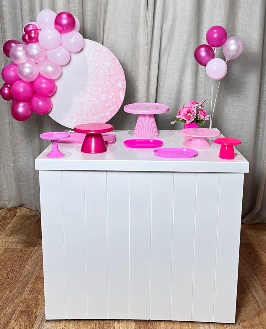Kit Composto Com Balão - Degradê Rosa Com Branco + Metalizados. - É Só Um Bolinho Locações 