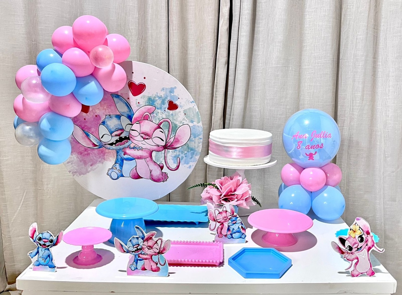 Kit Mesa Box de Balão - Stitch E Angel 2 - É Só Um Bolinho Locações 