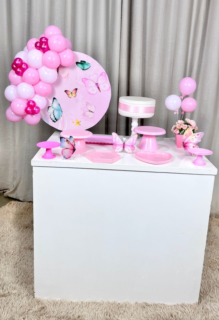 Kit Composto Com Balão - Borboleta Rosa - É Só Um Bolinho Locações 