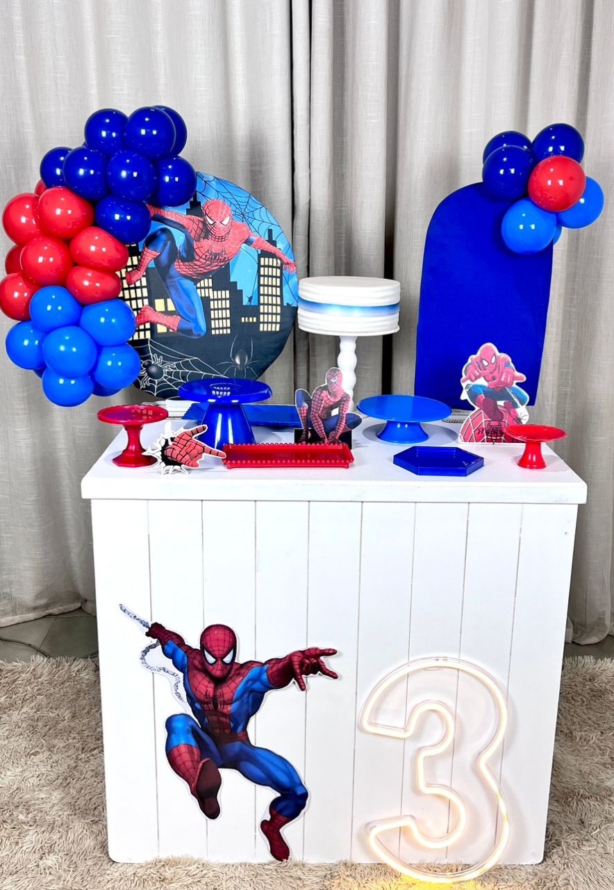Kit Mini Festa Basic Com Balão - Homem Aranha 1 - É Só Um Bolinho Locações 