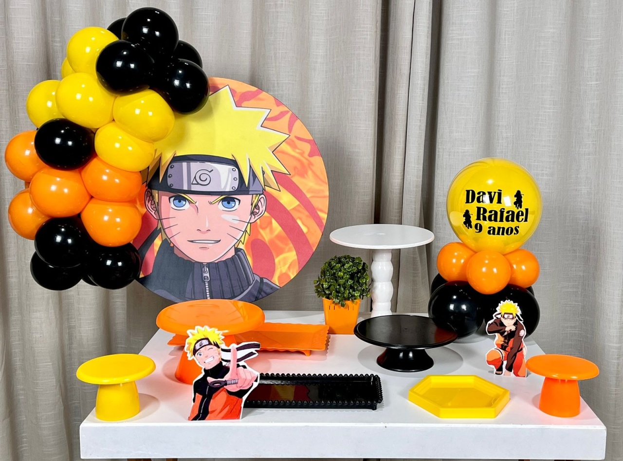 Kit Mesa Box de Balão - Naruto  - É Só Um Bolinho Locações 