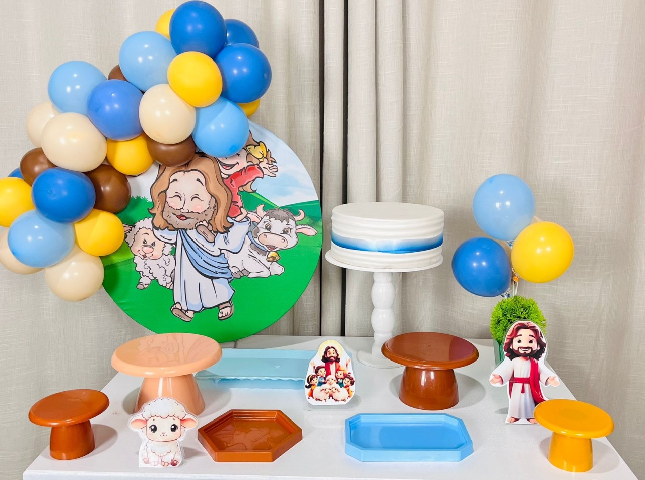 Kit Mesa Com Balão -  Jesus Cute 2 - É Só Um Bolinho Locações 