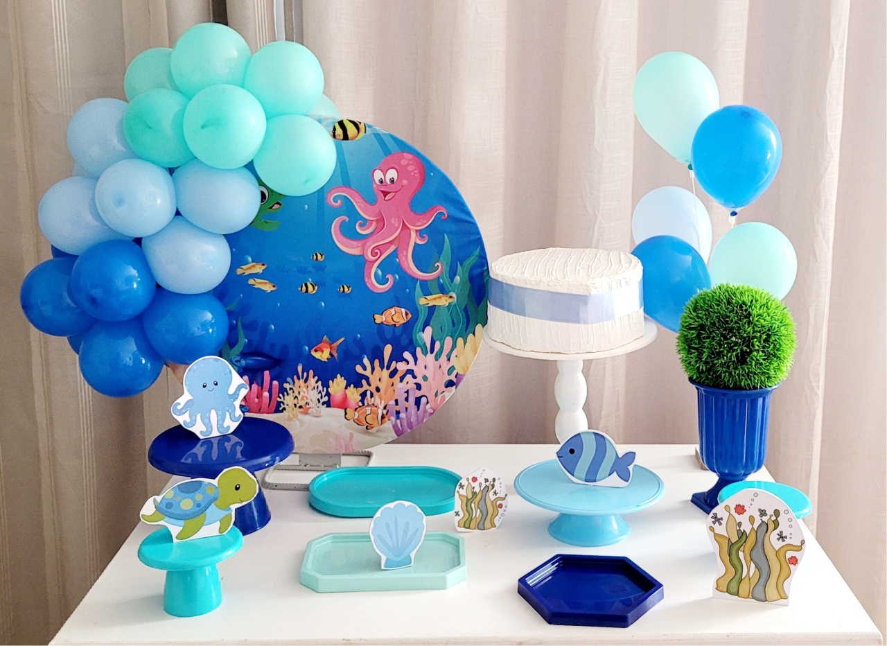 Kit Mesa Com Balão - Fundo Do Mar - É Só Um Bolinho Locações 