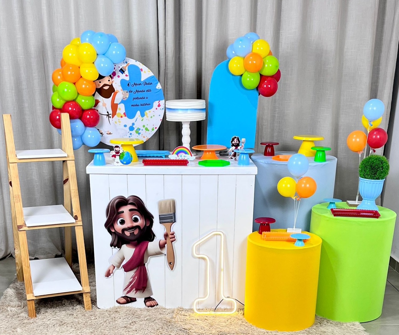 Kit Mini Festa Premium Com Led - Maior Pintor Do Mundo  - É Só Um Bolinho Locações 