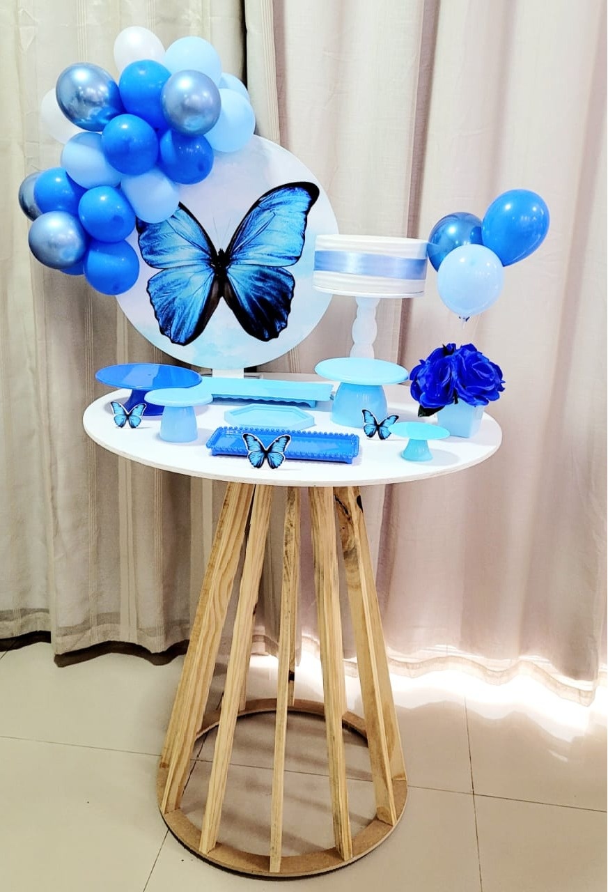 Kit Composto Com Balão - Borboleta Azul 1 - É Só Um Bolinho Locações 